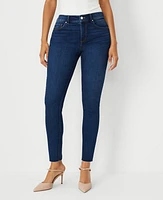 Ann Taylor Petite Mid Rise Skinny Jeans Dark Stone Wash - Curvy Fit Women's