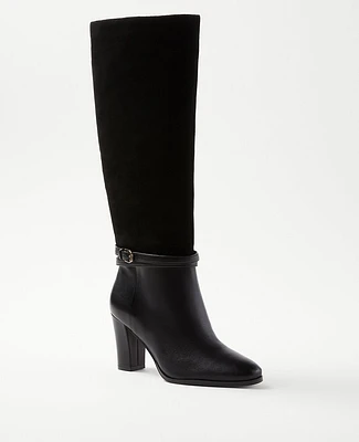 Ann Taylor Leather & Suede Pull On Knee High Boots Women's