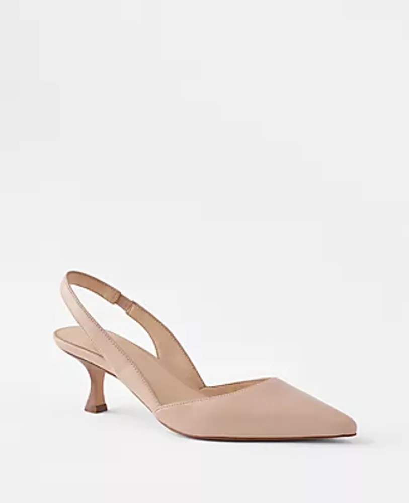 Ann Taylor Leather Slingback Kitten Heel Pumps