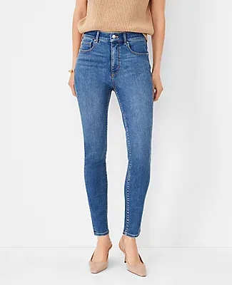 Ann Taylor Petite High Rise Skinny Jeans Classic Indigo Wash