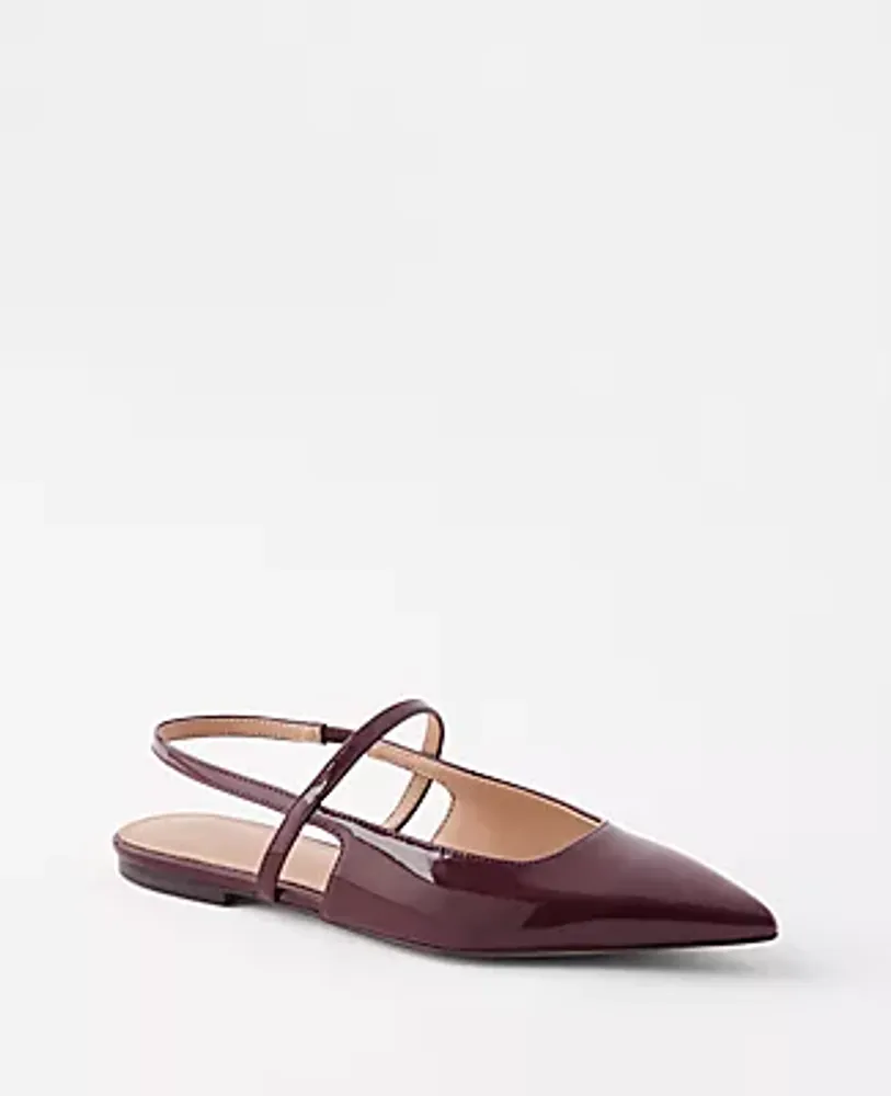 Ann Taylor Patent Strappy Pointy Toe Flats