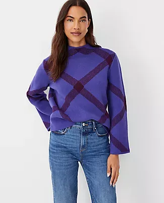 Ann Taylor Windowpane Jacquard Sweater