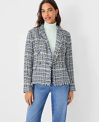 Ann Taylor The Tailored Double Breasted Blazer Shimmer Tweed