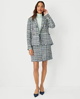 Ann Taylor The Tailored Double Breasted Blazer in Shimmer Tweed Size 0 Blue Multi Women's