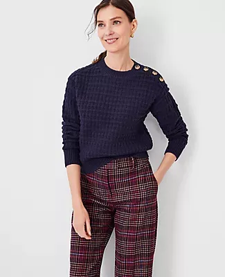 Ann Taylor Geo Stitch Shoulder Button Sweater
