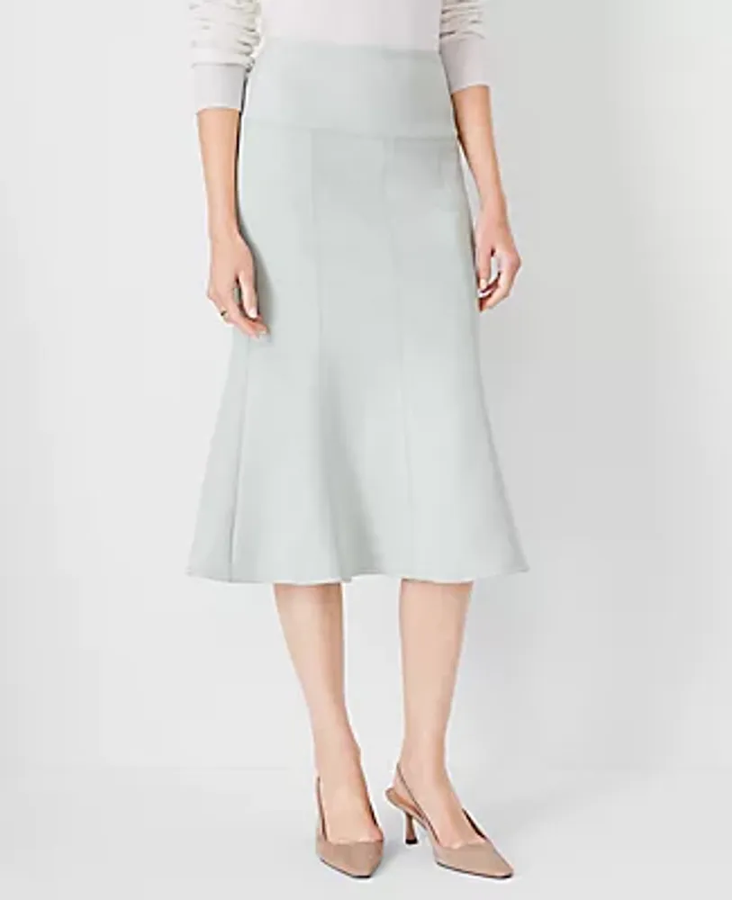 Ann Taylor Faux Suede Seamed Flare Midi Skirt