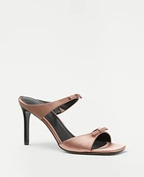 Ann Taylor Double Bow Satin Mule Sandals Women's