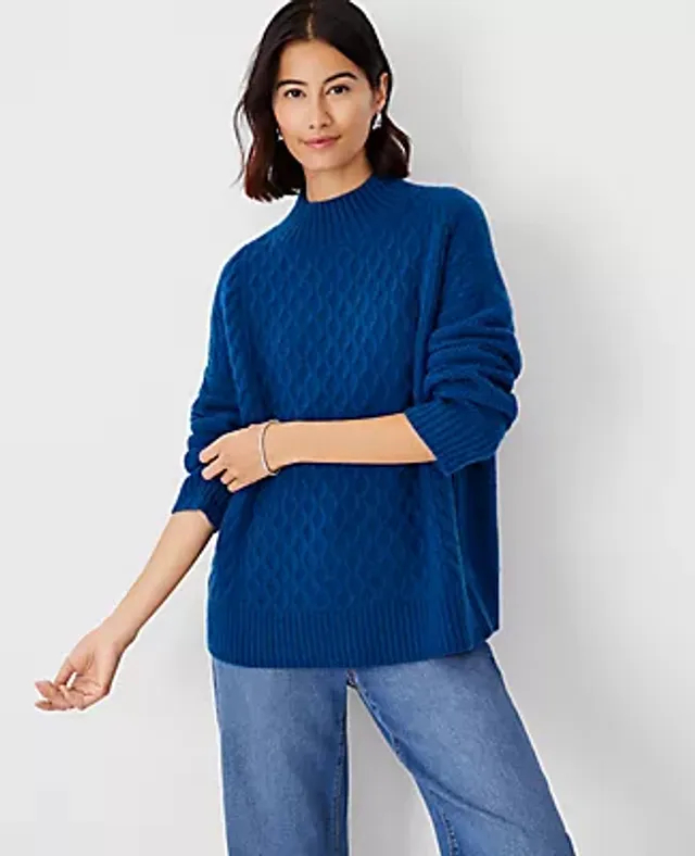 Cable Relaxed Boatneck Tunic Sweater