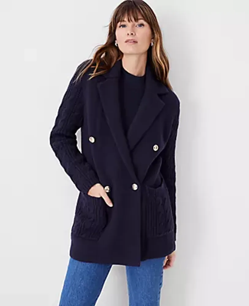 Petite Faux Fur Double Breasted Coat