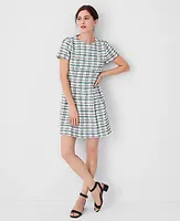 Ann Taylor Plaid Tweed Flare Dress