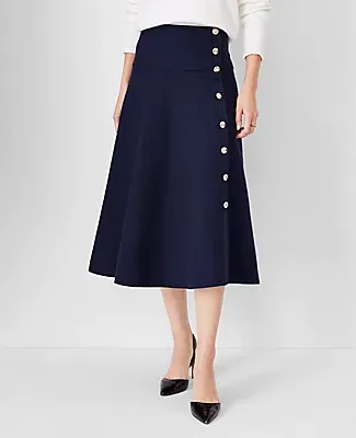 Ann Taylor Side Button Flare Skirt
