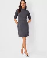 Ann Taylor Petite Faux Suede Mock Neck Sheath Dress