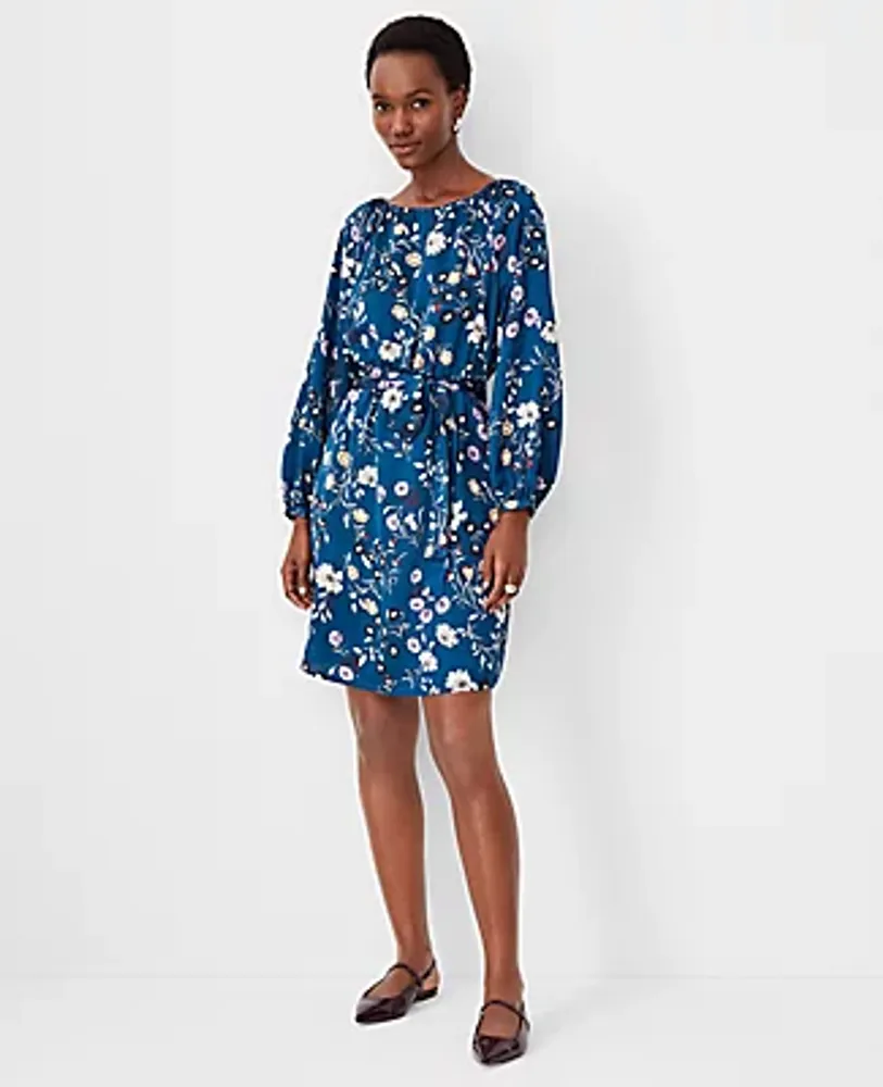 Ann Taylor Petite Floral Belted Flare Dress