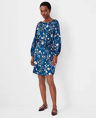 Ann Taylor Petite Floral Belted Flare Dress