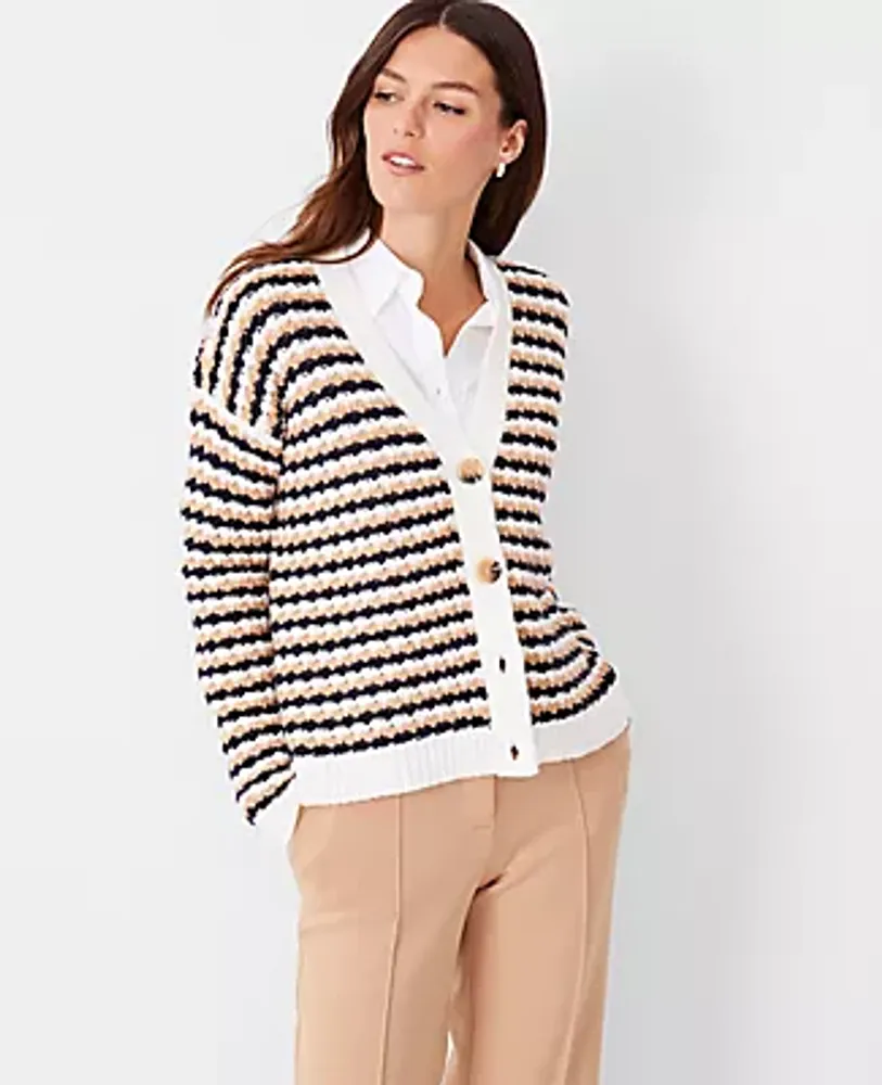 Relaxed Cropped V-Neck Cardigan