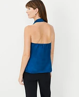 Ann Taylor Studio Collection Silk Cowl Halter Top Jazz Blue Women's