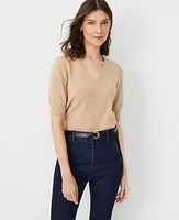 Ann Taylor V-Neck Puff Sleeve Sweater T-Shirt Women's