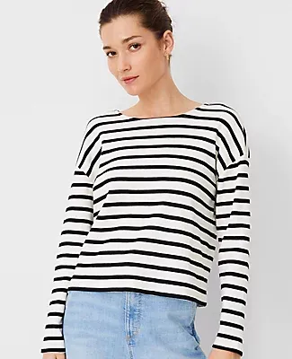 Ann Taylor AT Weekend Striped Crew Neck Knit Pullover