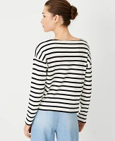 Ann Taylor Stripe Relaxed Long Sleeve Top Women's