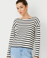 Ann Taylor Weekend Collection Stripe Relaxed Long Sleeve Top Women's