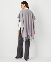 Ann Taylor Faux Fur Pocket Wrap Poncho Dark Grey Women's