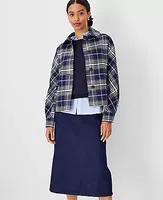 Ann Taylor Plaid Twill Cropped Mac Jacket