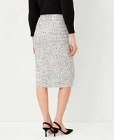 Ann Taylor Petite Tweed Front Slit Pencil Skirt Black/White Multi Women's