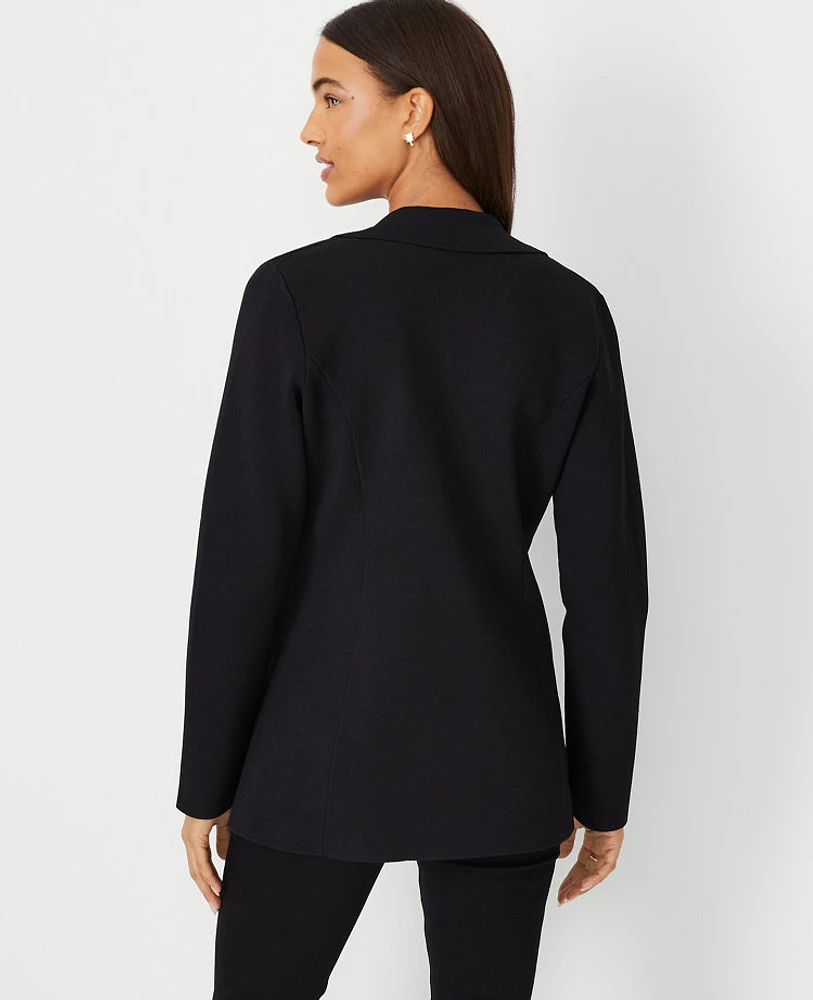 Ann Taylor Petite Tailored Sweater Blazer Size 2XS Black Women's