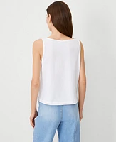 Ann Taylor Eyelet Sleeveless Boatneck Top Women's