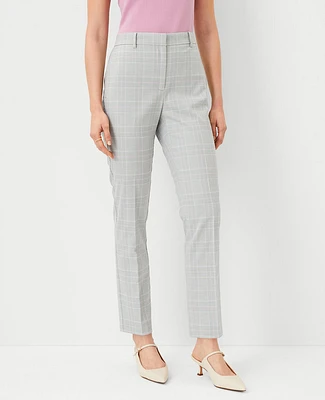 Ann Taylor The Petite High Rise Ankle Pant in Plaid - Curvy Fit Size 00 Grey Multi Women's