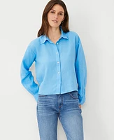 Ann Taylor Cropped Linen Shirt Women's