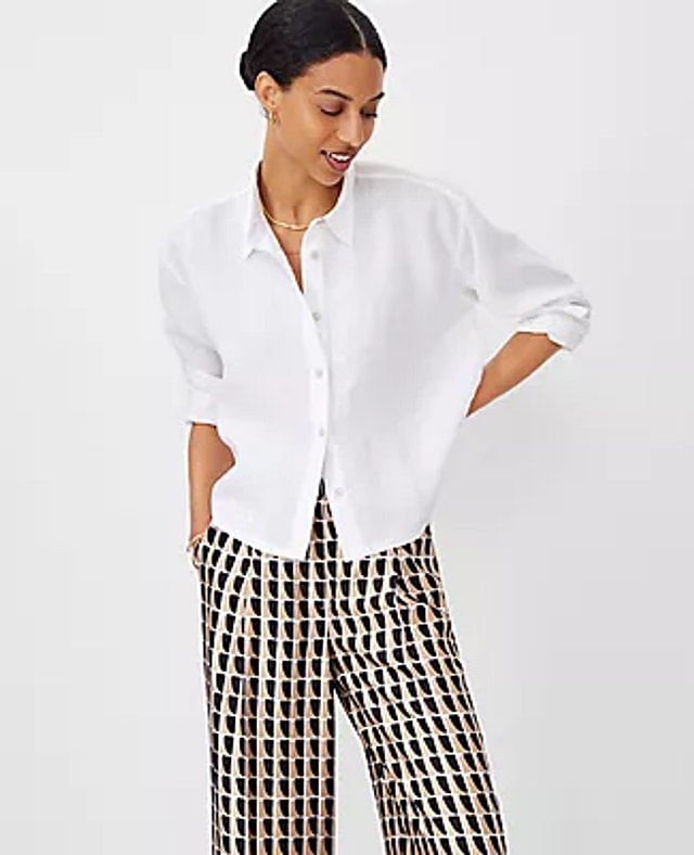 Ann Taylor Cropped Linen Shirt