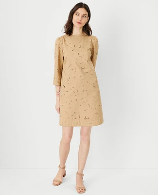 Ann Taylor Eyelet Boatneck Shift Dress Baguette Women's