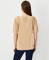 Ann Taylor Ruffle Shoulder Top Baguette Women's