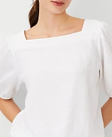 Ann Taylor Linen Blend Boatneck Cropped Top Size XL White Women's