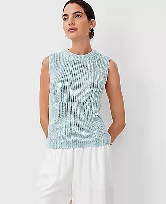 Ann Taylor Studio Collection Shimmer Sweater Shell Top