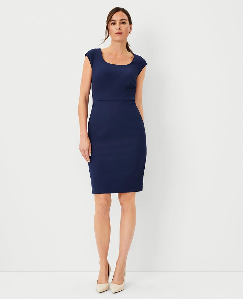 Ann Taylor The Petite Scoop Neck Sheath Dress Bi-Stretch - Curvy Fit Pure Sapphire Women's