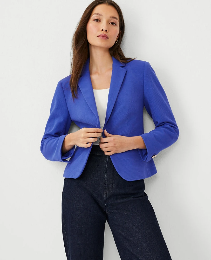 Ann Taylor The Newbury Blazer Ottoman Knit Dazzling Blue Women's