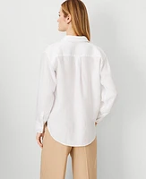 Ann Taylor Oversized Linen Shirt White Women's