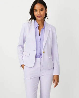 Ann Taylor The Petite Perfect One Button Blazer in Textured Stretch Size 00 Purple Petal Women's