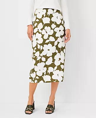 Ann Taylor Petite Floral Midi Skirt