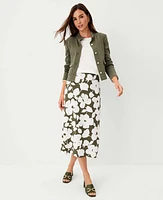 Ann Taylor Petite Floral Midi Skirt Green Kalamata Women's