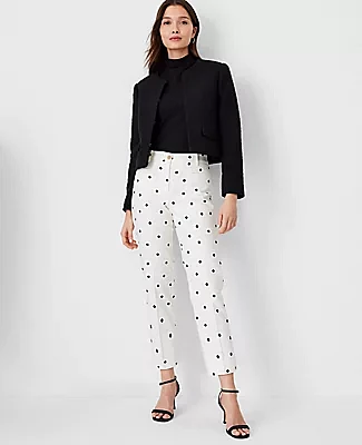 Ann Taylor The Petite Cotton Crop Pant in Textured Dot