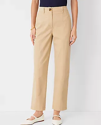 Ann Taylor Petite AT Weekend Seamed High Rise Straight Ankle Pants Chino
