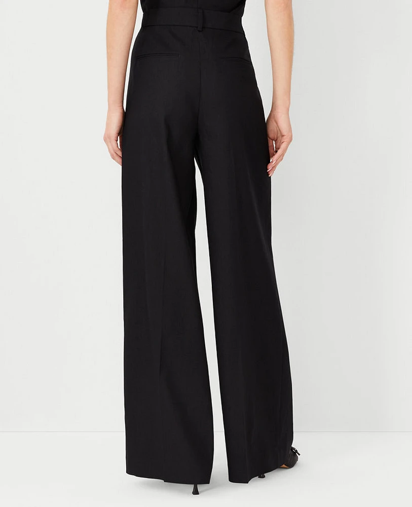 Ann Taylor The High Rise Pleated Wide Leg Pant Linen Twill