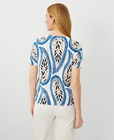 Ann Taylor Paisley Cotton T-Shirt Size XS White Women's