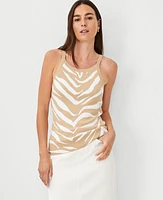 Ann Taylor Weekend Zebra Jacquard Sweater Tank Top Size Medium Baguette Women's