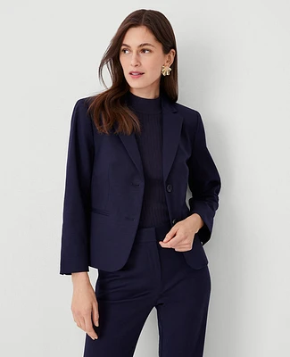 Ann Taylor The Cropped Two Button Blazer Stretch Cotton Night Sky Women's