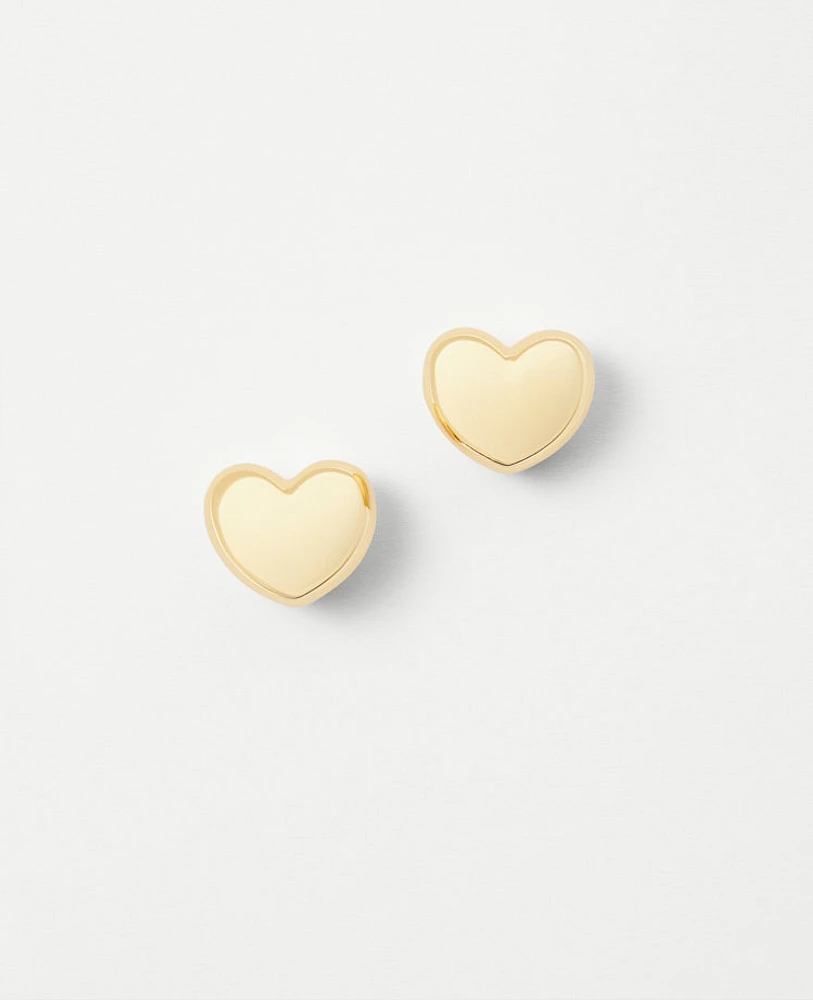 Ann Taylor Metal Heart Stud Earrings Goldtone Women's