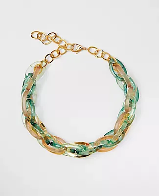 Ann Taylor Italian Collection Acetate Link Statement Necklace